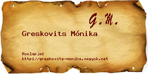 Greskovits Mónika névjegykártya